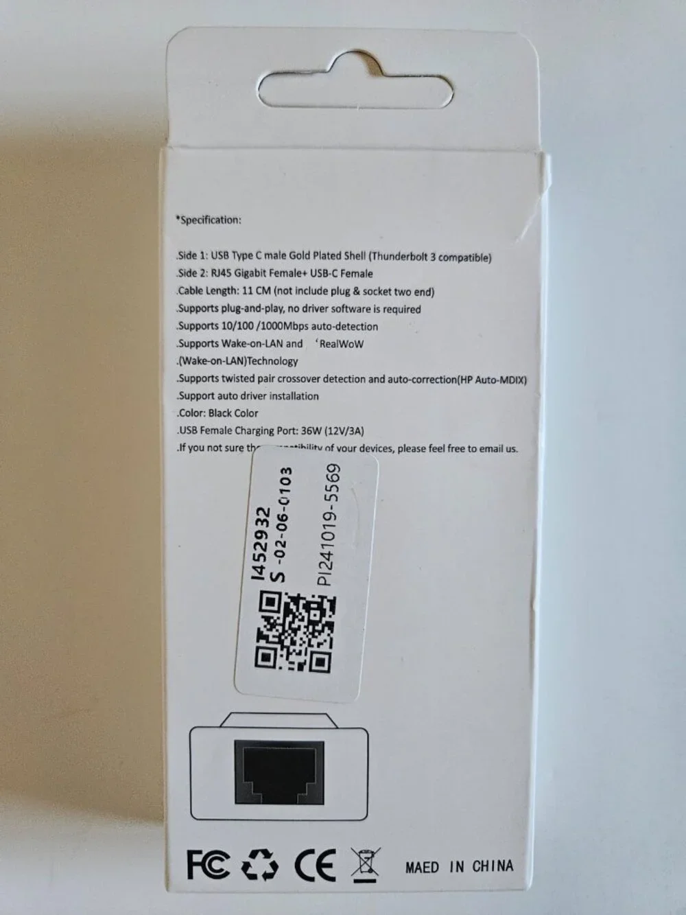 HarmonyOS USB-C to RJ45 Gigabit Ethernet Adapter w/ PD Charging Port